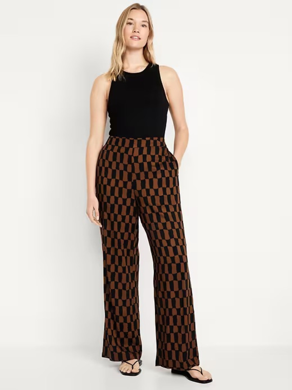 Old Navy Playa Wide Leg Checkered Pants